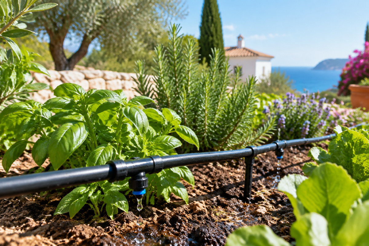 Guía de Riego por Goteo para Jardines Mediterráneos